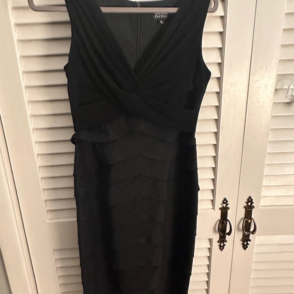 Adrianna Papell Black Layered Midi Dress